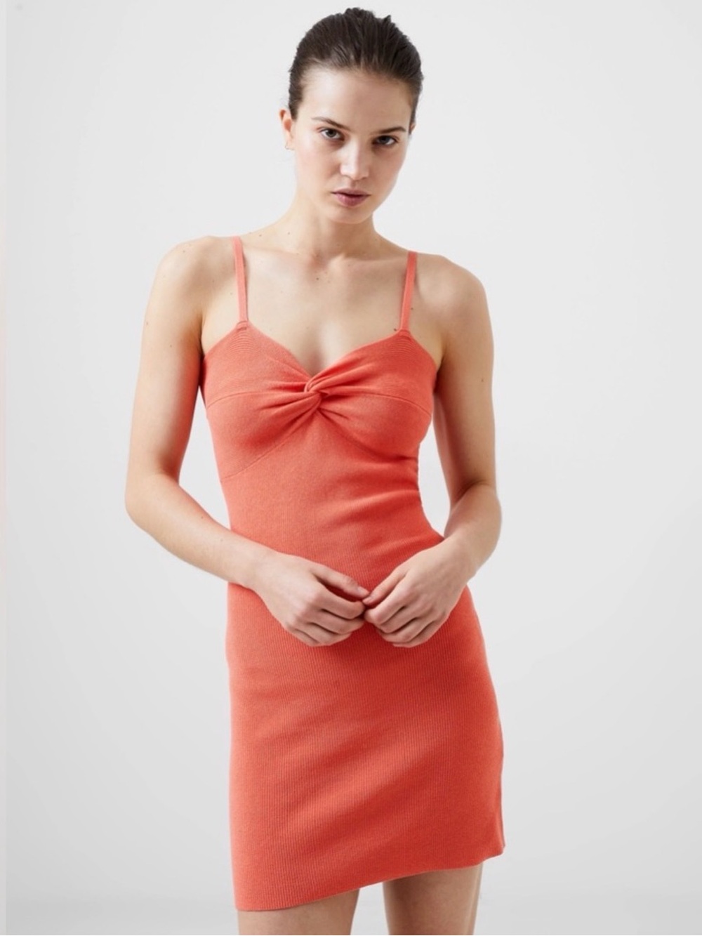 French Connection Coral Twist-Front Mini Dress